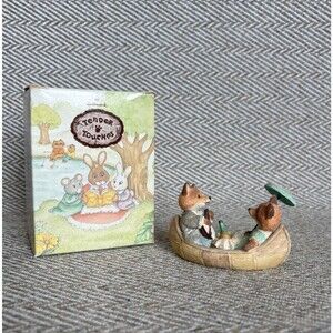 Hallmark 1991 TENDER TOUCHES Foxes in Rowboat Loaf Bread‎ Jug Cider Figurine
